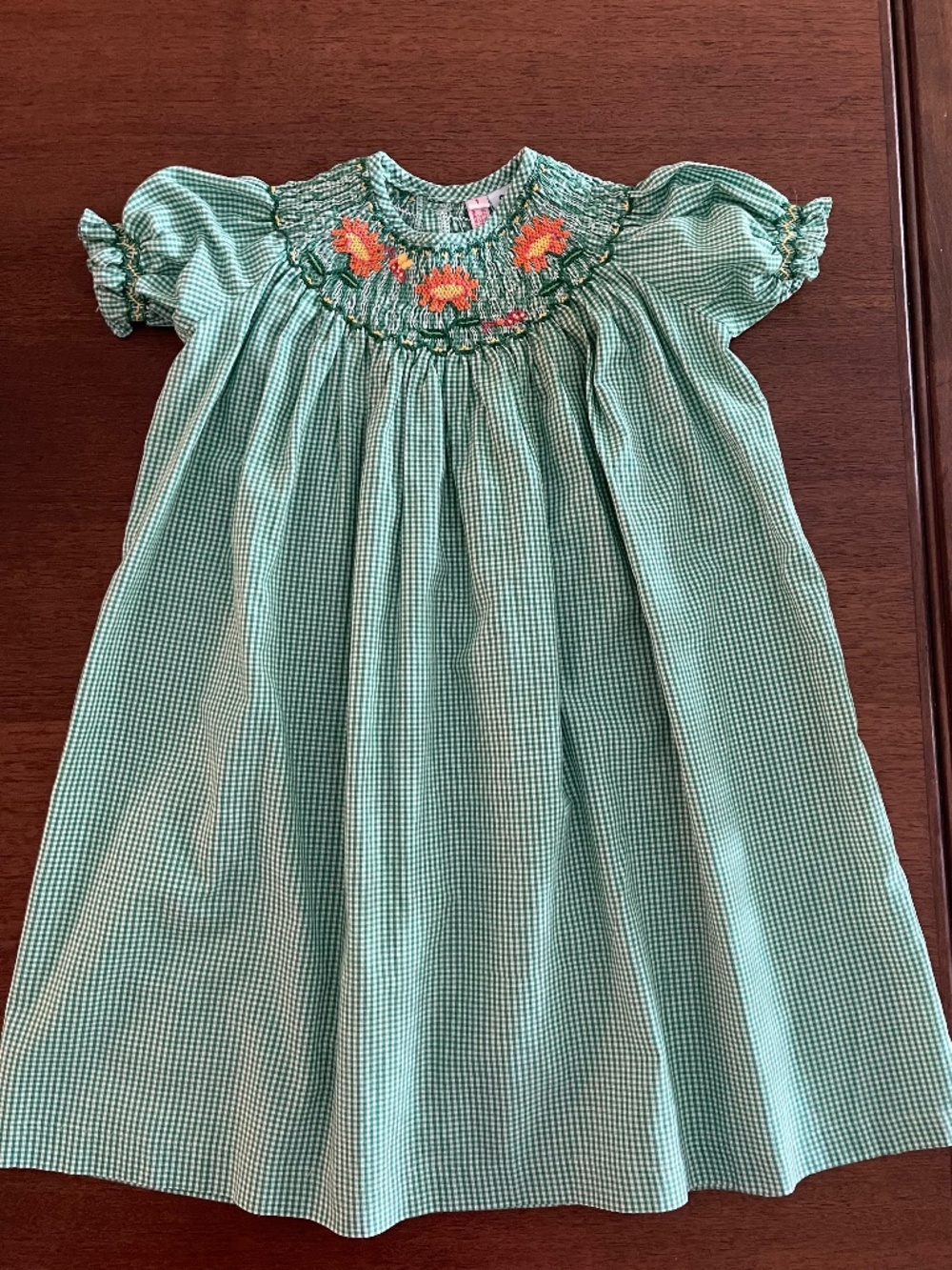 Orient Expressed Inc Smocked Dress Green Gingham  Size 1  -  12-18M